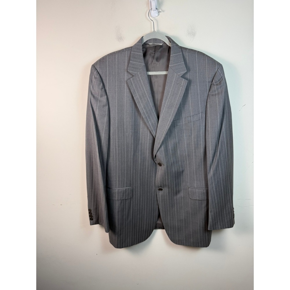 Canali 1934 Mens Grey Pinstripe Blazer 52L Italy Water Resistant Wool Silk